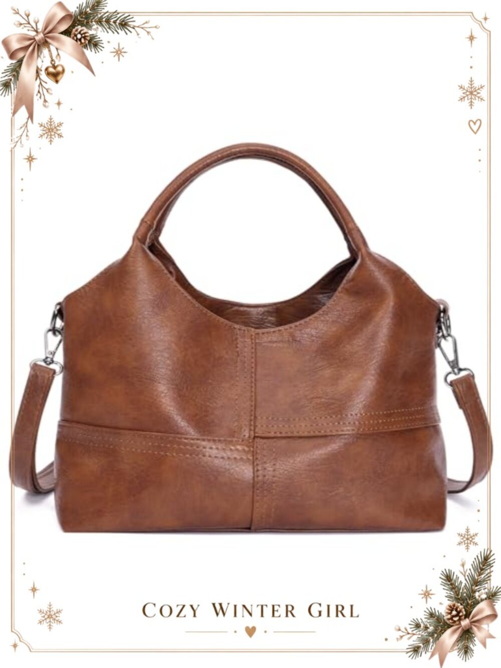 GOIACII Soft Vegan Leather Crossbody Hobo Handbag Small